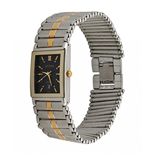 Rhythm(Japan) Men Silver Plated Wrist Watch 3x2.3x0.6cm